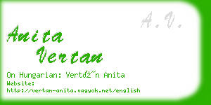 anita vertan business card